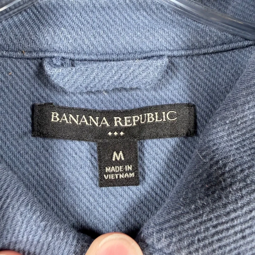 Banana Republic Mens M Blue Snap Front Shirt Jacket Overshirt Utility Pockets